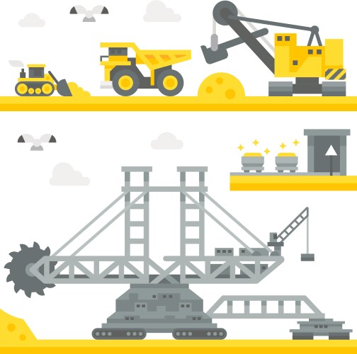 Mining industry flat composition Royalty Free Vector Image