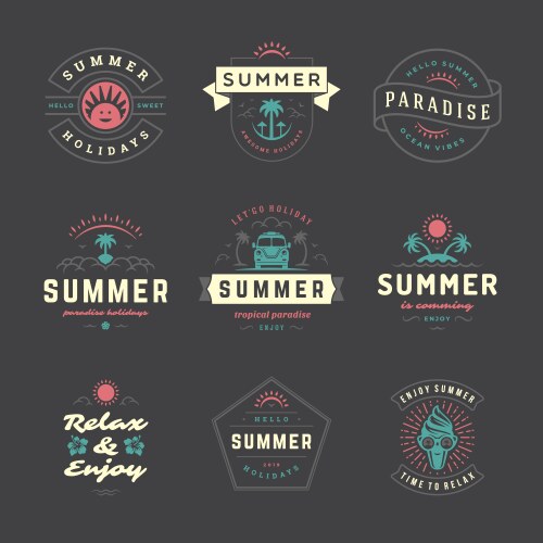 Summer holidays labels and badges retro typography Vector Image