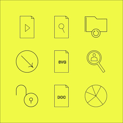 Files and folders linear icon set simple outline vector image