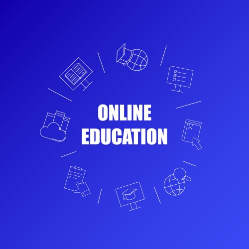 Online education background from line icon vector image