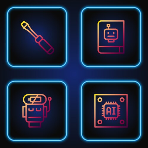 Set line processor with microcircuits cpu robot vector image