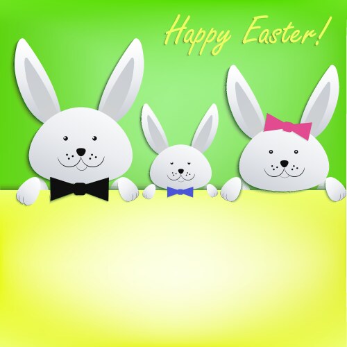 Cute white bunny happy easter Royalty Free Vector Image