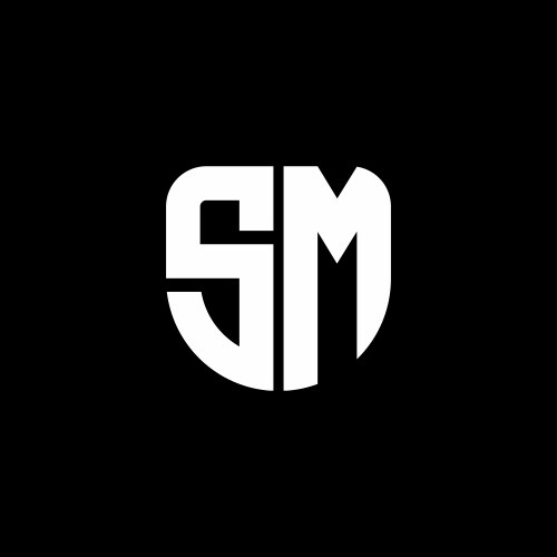 Sm logo monogram with gold colors and shield Vector Image