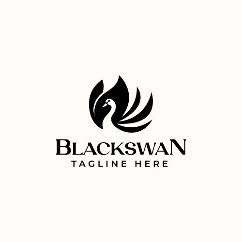 Black swan logo template in isolated white Vector Image