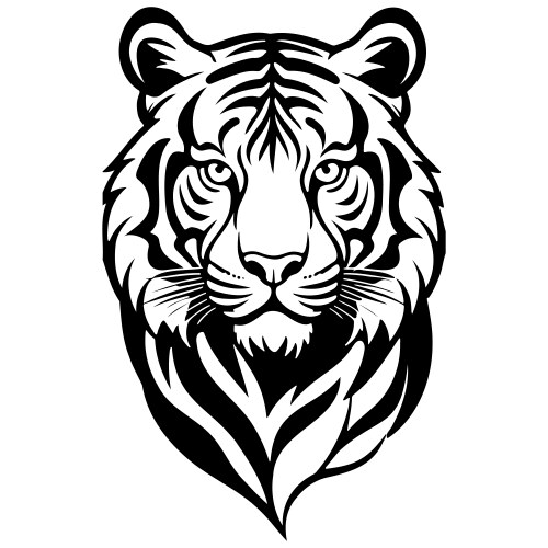 Realistic Tiger Line Drawing Vector Image