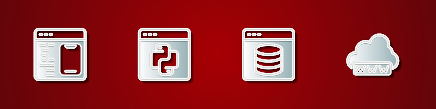 Set software python programming language server vector image