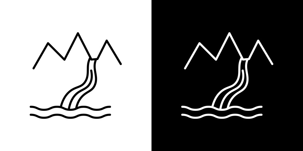 Simple Waterfall Icon - Black Outline – Royalty-Free Vector | VectorStock