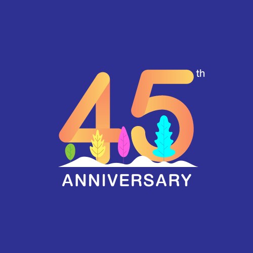 45th Anniversary Celebration Logotype Vector Image