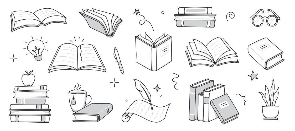 Doodle set of notebooks stationery Royalty Free Vector Image