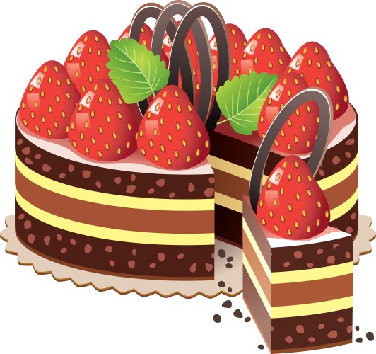 Chocolate Strawberry Roll Cake Royalty Free Vector Image