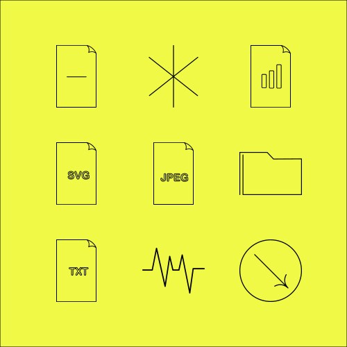 Files and folders linear icon set simple outline vector image