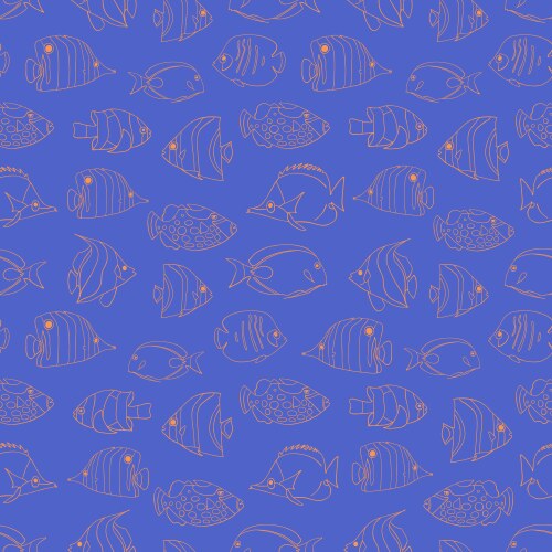 Seamless pattern tropical fish coral blue Vector Image