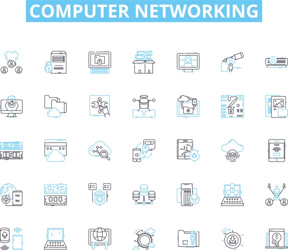 Computer networking linear icons set router lan vector image