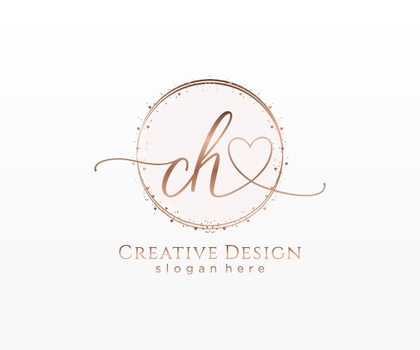 Initial ch handwriting logo with circle template Vector Image