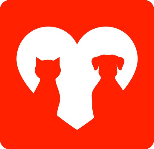 Red icon with pet and heart vector image