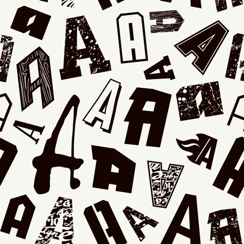 Alphabet hand drawn grunge letter seamless pattern