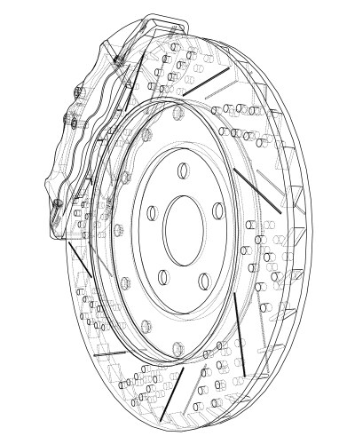 Brake disc outline rendering of 3d vector image