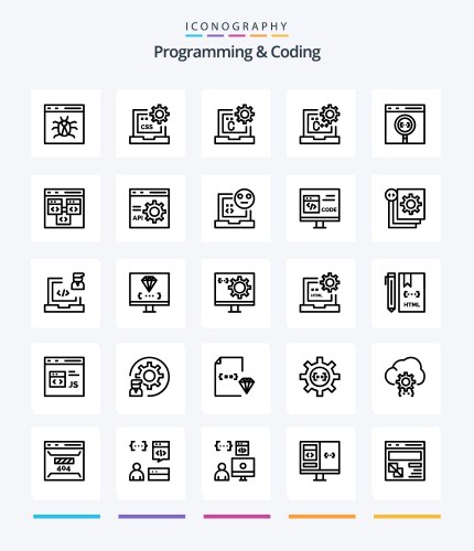 Creative programming and coding 25 outline icon vector image