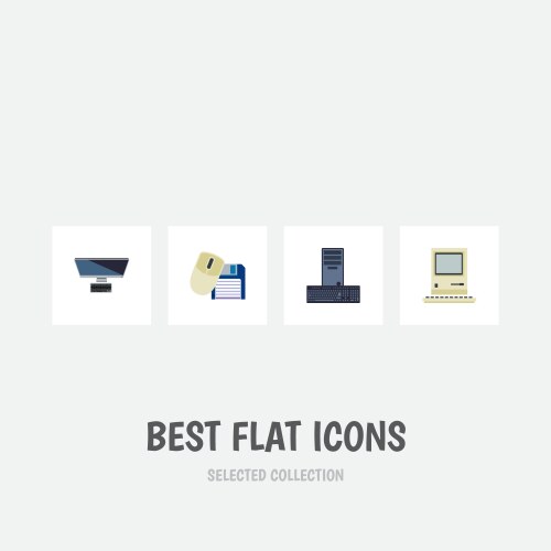 Flat icon laptop set of computer mouse computing vector image