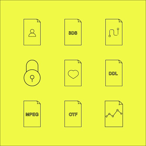Files and folders linear icon set simple outline vector image