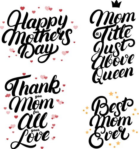 Set of mothers day hand written lettering quotes Vector Image