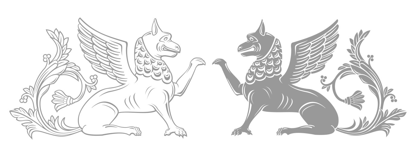 Antique vintage griffin or sphinx silhouette Vector Image