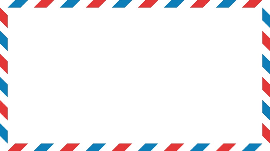 Airmail envelope frame with blue and red stripes vector image