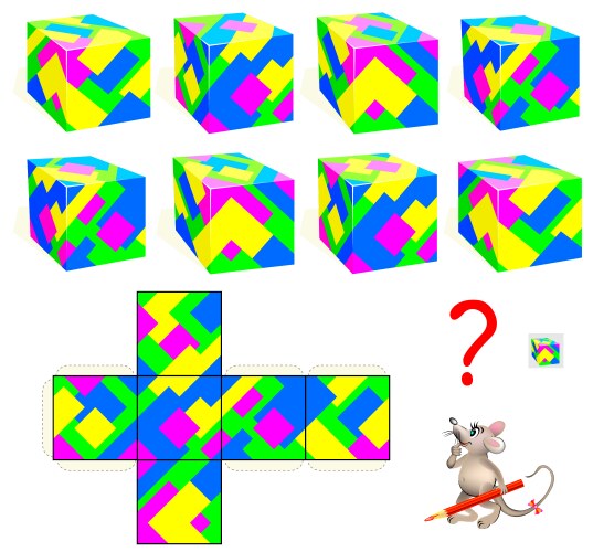 Logic puzzle game find the only one cube vector image