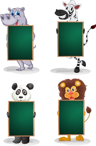 Empty blackboard with various wild animals Vector Image