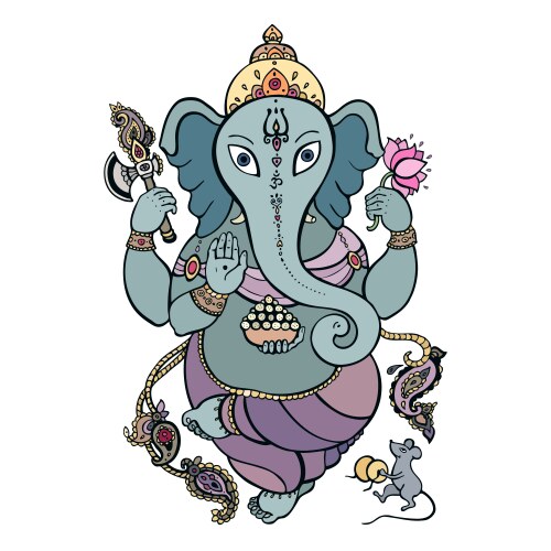 Ganapati meditation in lotus pose Vector Image