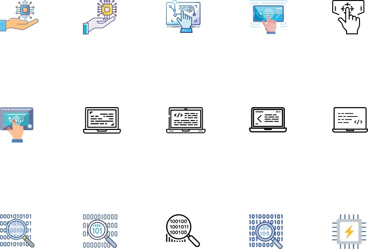Modern technology icons programming coding vector image