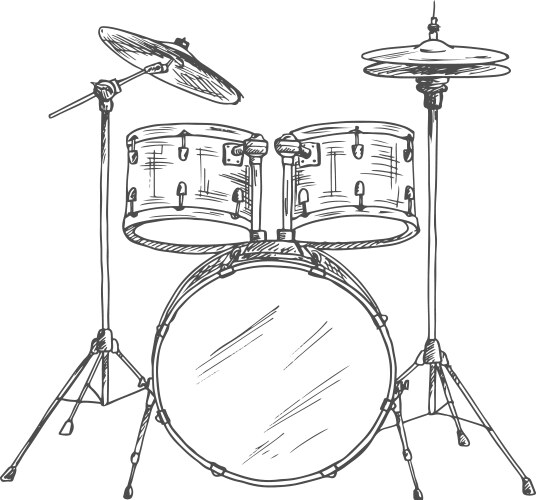 Drumming equipment isolated drum set cymbals kits Vector Image