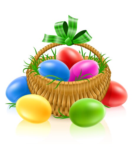 Eggs in basket isolated on white Royalty Free Vector Image