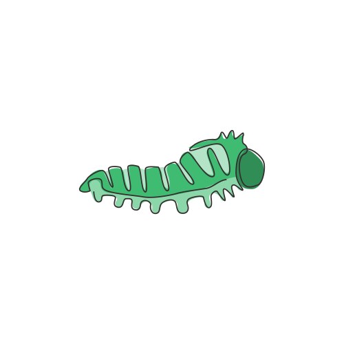 One continuous line drawing of cute caterpillar Vector Image