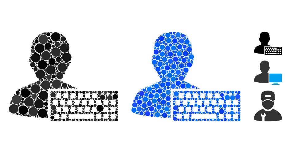 Coder mosaic icon round dots vector image
