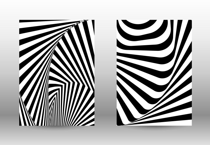 Set of abstract patterns with distorted lines vector image