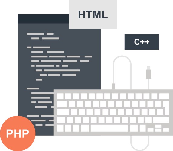 Program coding flat web icon concept vector image