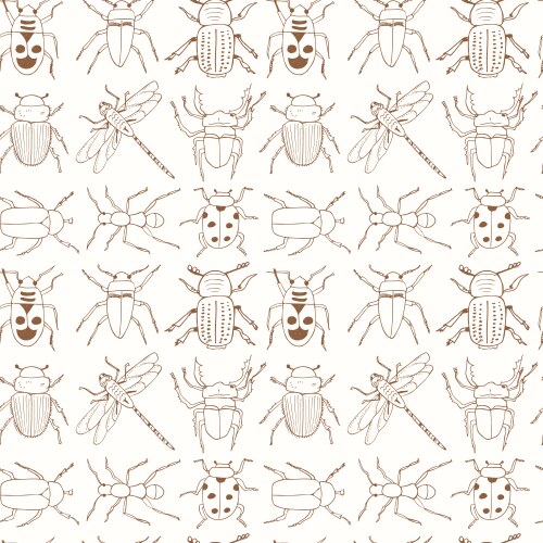 Bug Doodle Seamless Pattern Vector Image