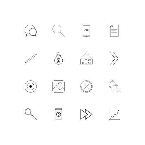 Web and text simple linear icons set outlined vector image