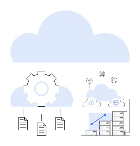 Cloud computing concept with data storage file vektorbild