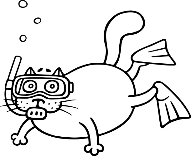 Cute Cat Diver Vector Image