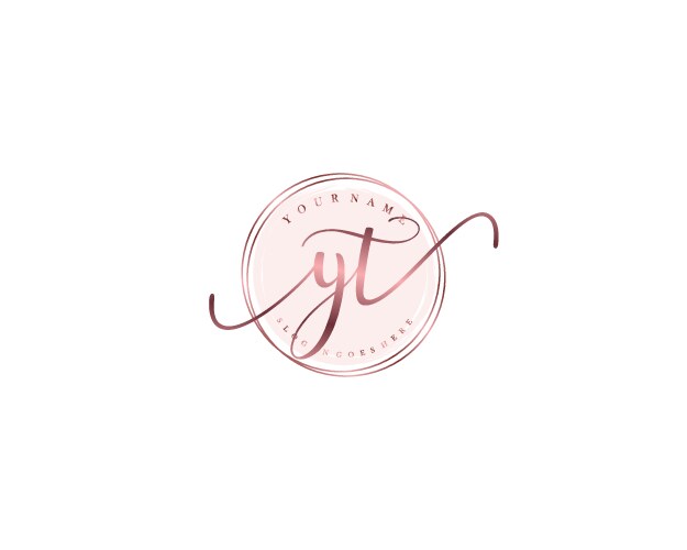 Yt initial handwritten logo set with floral Vector Image