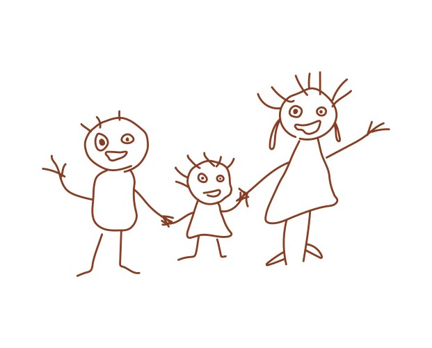 Child's Hand Drawn Family Vector Image