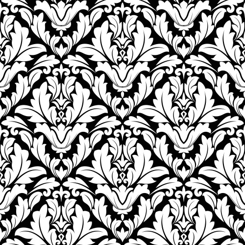 Damask seamless pattern with blue floral ornament Vector Image
