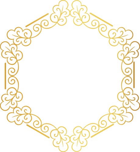 Golden Floral Hexagonal Frame Vector Image