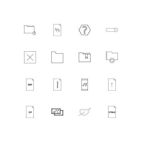 Files and folders sign simple linear icons set vector image