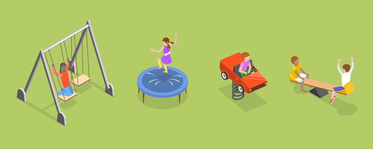 3d isometric flat set of kids playground Vector Image