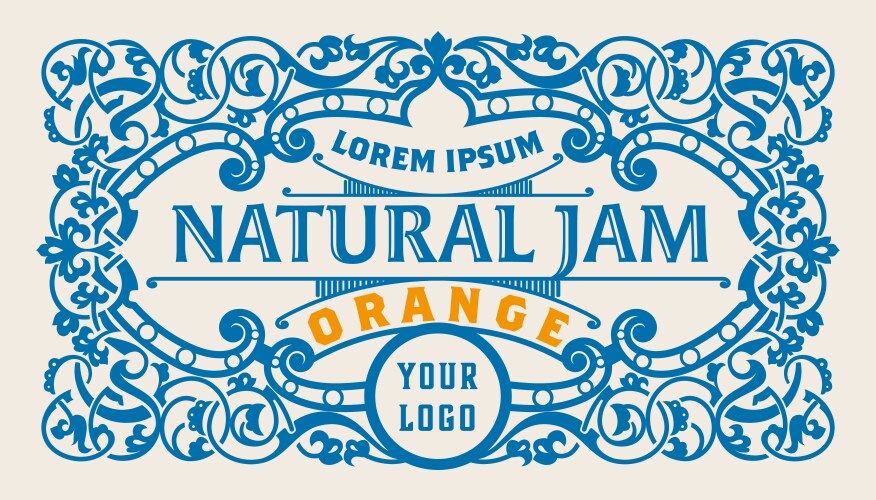 vintage organic jam label with floral elements vector image