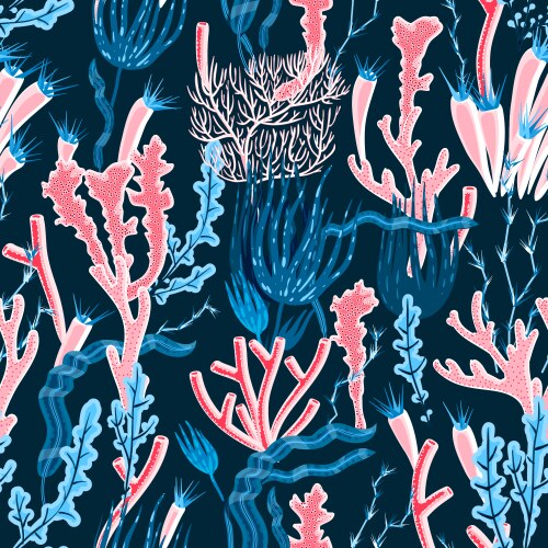 Seamless pattern with hand drawn coral reef Vector Image