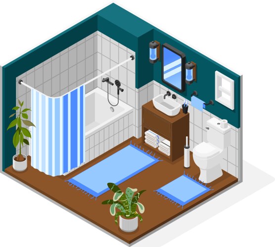 Simple bathroom interior realistic composition Vector Image